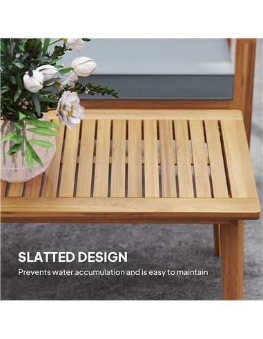 Outsunny 4-Piece Wooden Garden Furniture Set with Cushions - Teak