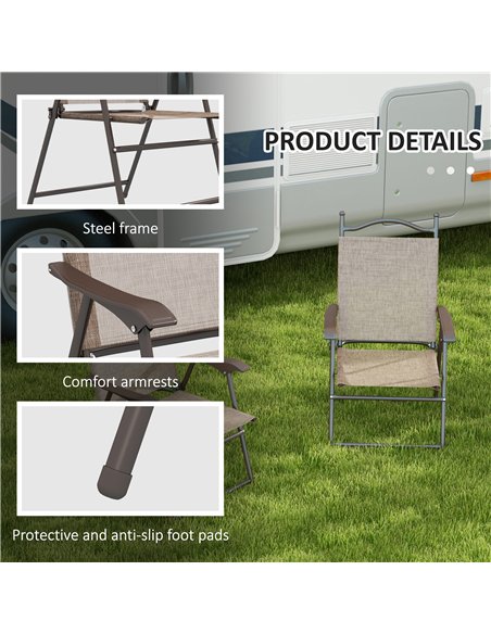 Outsunny Set of Two Folding Garden Chairs, with Fabric Mesh Seats - Mixed Brown - pic 160622 | FastDaddyshop