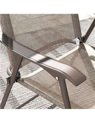 Outsunny Set of Two Folding Garden Chairs, with Fabric Mesh Seats - Mixed Brown