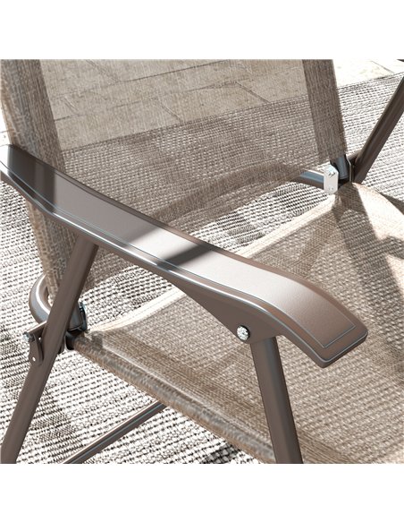 Outsunny Set of Two Folding Garden Chairs, with Fabric Mesh Seats - Mixed Brown - pic 160623 | FastDaddyshop