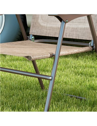Outsunny Set of Two Folding Garden Chairs, with Fabric Mesh Seats - Mixed Brown