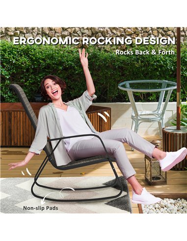 Outsunny Rocking Garden Chair - Light Brown