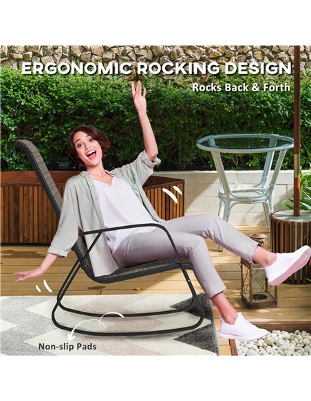 Outsunny Rocking Garden Chair - Light Brown - pic 160629 | FastDaddyshop