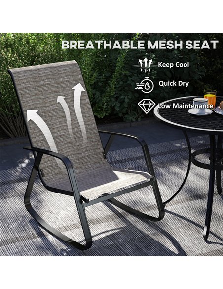 Outsunny Rocking Garden Chair - Light Brown - pic 160631 | FastDaddyshop