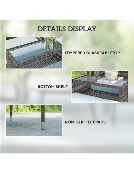 Outsunny Two-Seat Rattan Chair, with Middle Table - Charcoal Grey - pic 160638 | FastDaddyshop