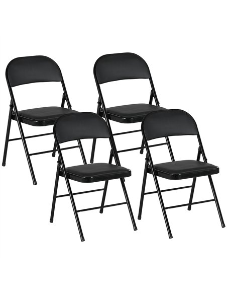 HOMCOM Set of Four Cushioned Folding Chairs - Black - pic 160644 | FastDaddyshop