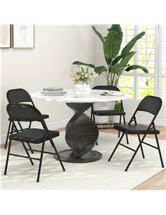 HOMCOM Set of Four Cushioned Folding Chairs - Black 2