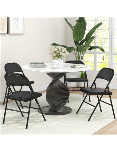 HOMCOM Set of Four Cushioned Folding Chairs - Black