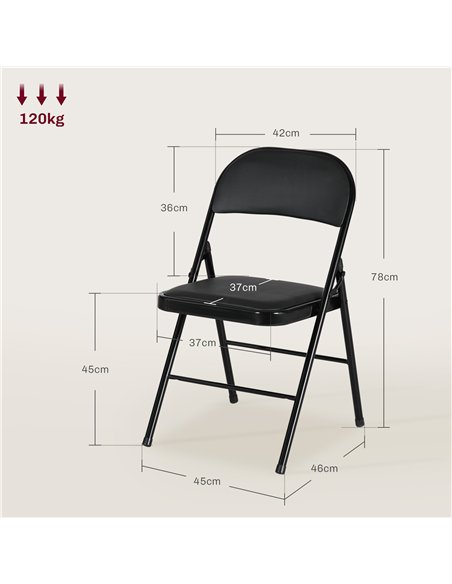 HOMCOM Set of Four Cushioned Folding Chairs - Black - pic 160646 | FastDaddyshop