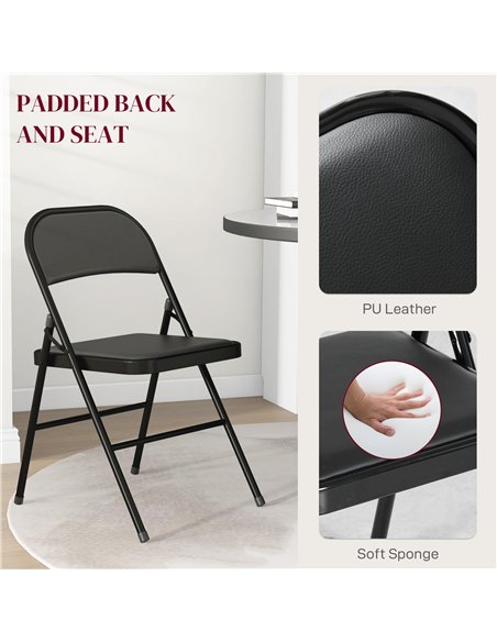 HOMCOM Set of Four Cushioned Folding Chairs - Black - pic 160647 | FastDaddyshop