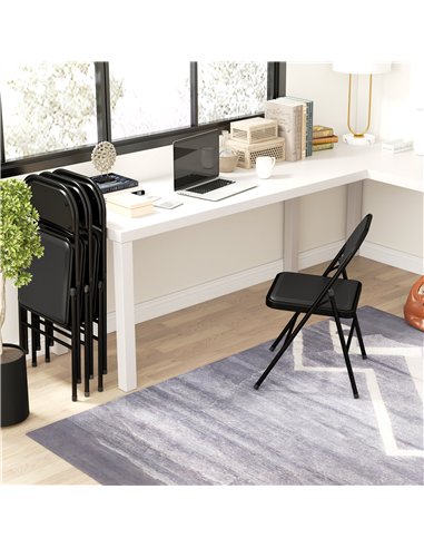 HOMCOM Set of Four Cushioned Folding Chairs - Black