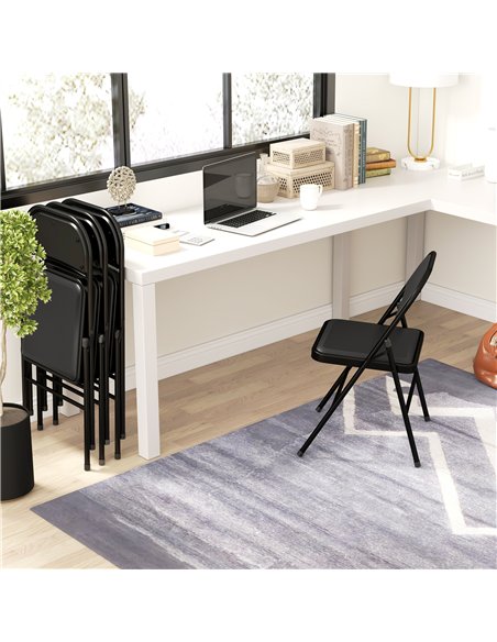 HOMCOM Set of Four Cushioned Folding Chairs - Black - pic 160650 | FastDaddyshop