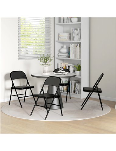 HOMCOM Set of Four Cushioned Folding Chairs - Black