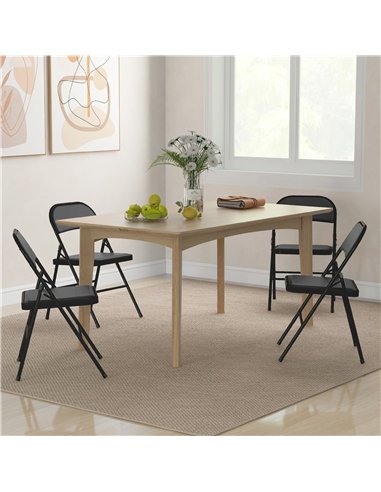 HOMCOM Set of Four Cushioned Folding Chairs - Black