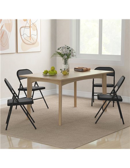 HOMCOM Set of Four Cushioned Folding Chairs - Black - pic 160652 | FastDaddyshop