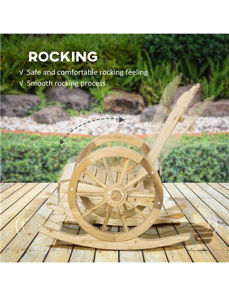 Outsunny 2 Piece Wooden Adirondack Rocking Chair Reclining Armchair Outdoor Garden Furniture Patio Porch Rocker - Natural - pic 160656 | FastDaddyshop