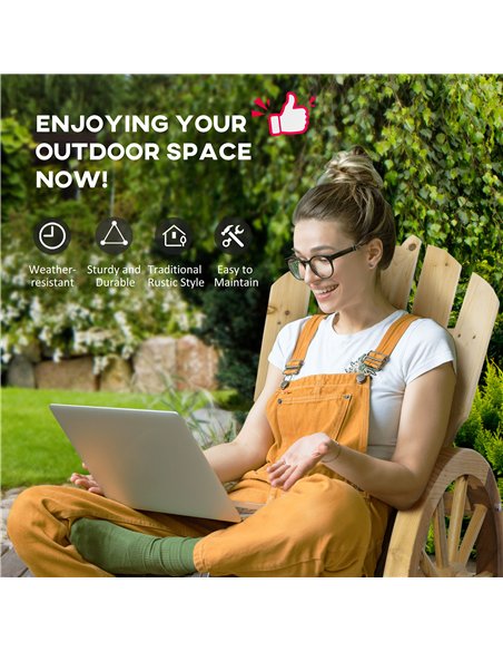 Outsunny 2 Piece Wooden Adirondack Rocking Chair Reclining Armchair Outdoor Garden Furniture Patio Porch Rocker - Natural - pic 160657 | FastDaddyshop