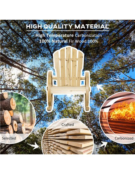 Outsunny 2 Piece Wooden Adirondack Rocking Chair Reclining Armchair Outdoor Garden Furniture Patio Porch Rocker - Natural - pic 160658 | FastDaddyshop