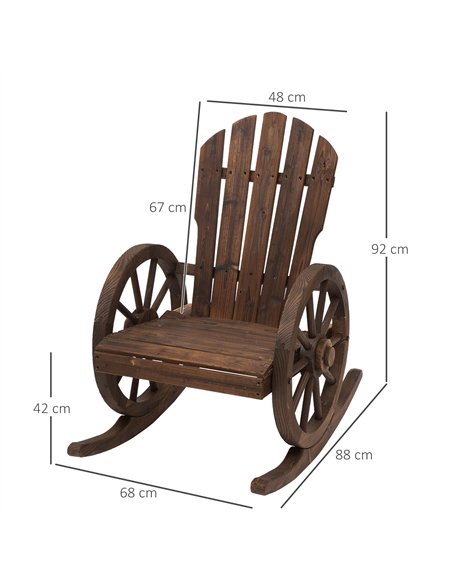 Outsunny 2 Piece Wooden Adirondack Rocking Chair Reclining Armchair Outdoor Garden Furniture Patio Porch Rocker - Carbonized Woo - pic 160664 | FastDaddyshop