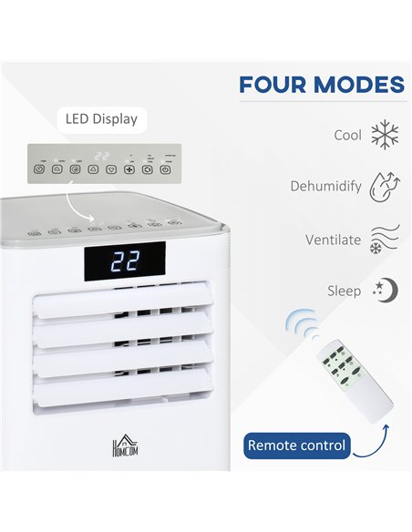 Homcom 4-In-1 10000 BTU Mobile Air Conditioner with Timer, Remote, LED Display, 1120W, White - pic 16067 | FastDaddyshop