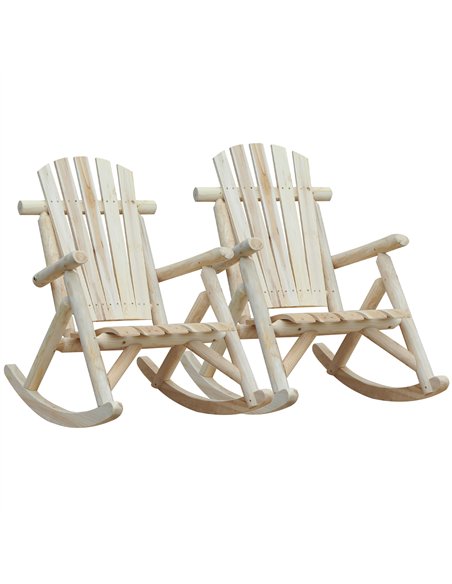 Outsunny 2 Piece Adirondack Chair Cedar Wood Ergonomic Rocking Chair Porch Rocker Garden Traditional - Burlywood - pic 160671 | FastDaddyshop