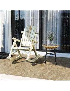 Outsunny 2 Piece Adirondack Chair Cedar Wood Ergonomic Rocking Chair Porch Rocker Garden Traditional - Burlywood 2