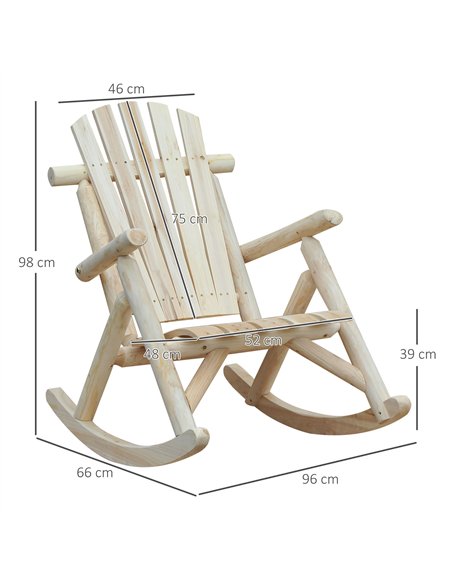 Outsunny 2 Piece Adirondack Chair Cedar Wood Ergonomic Rocking Chair Porch Rocker Garden Traditional - Burlywood - pic 160673 | FastDaddyshop