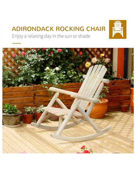 Outsunny 2 Piece Adirondack Chair Cedar Wood Ergonomic Rocking Chair Porch Rocker Garden Traditional - Burlywood - pic 160674 | FastDaddyshop