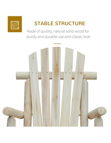 Outsunny 2 Piece Adirondack Chair Cedar Wood Ergonomic Rocking Chair Porch Rocker Garden Traditional - Burlywood