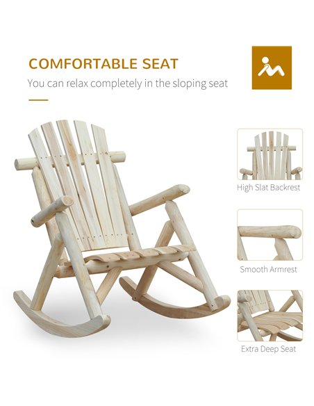 Outsunny 2 Piece Adirondack Chair Cedar Wood Ergonomic Rocking Chair Porch Rocker Garden Traditional - Burlywood - pic 160676 | FastDaddyshop