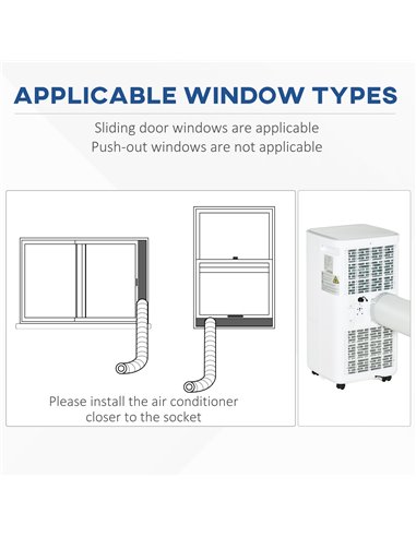 Homcom 4-In-1 10000 BTU Mobile Air Conditioner with Timer, Remote, LED Display, 1120W, White