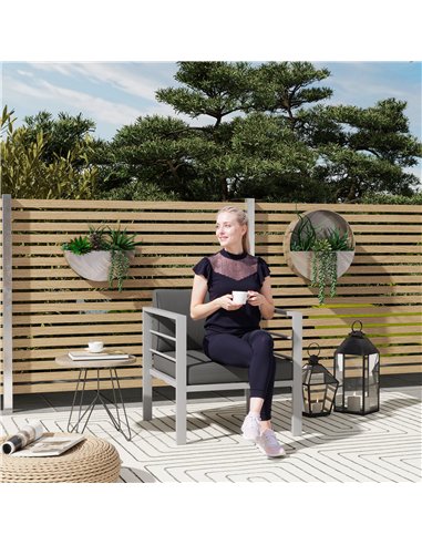 Outsunny Garden Sofa Set of 2, All-Weather Garden Sofa Set with Removable Cushions, Metal Frame Outdoor Furniture for Balcony, C
