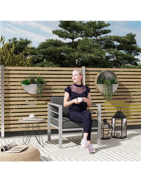 Outsunny Garden Sofa Set of 2, All-Weather Garden Sofa Set with Removable Cushions, Metal Frame Outdoor Furniture for Balcony, C - pic 160681 | FastDaddyshop