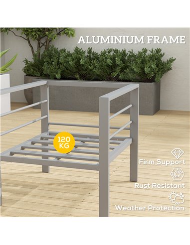 Outsunny Garden Sofa Set of 2, All-Weather Garden Sofa Set with Removable Cushions, Metal Frame Outdoor Furniture for Balcony, C