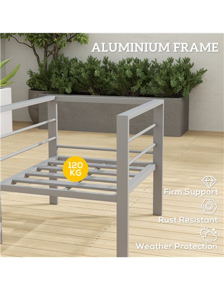 Outsunny Garden Sofa Set of 2, All-Weather Garden Sofa Set with Removable Cushions, Metal Frame Outdoor Furniture for Balcony, C - pic 160684 | FastDaddyshop
