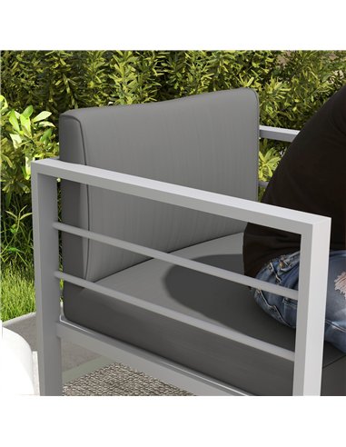 Outsunny Garden Sofa Set of 2, All-Weather Garden Sofa Set with Removable Cushions, Metal Frame Outdoor Furniture for Balcony, C