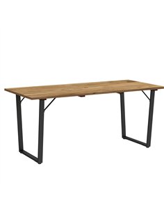 Outsunny Garden Table for 6, 175 x 80 cm Large Rectangle Outdoor Dining Table with 5cm Parasol Hole and Slatted Top, Weather Res