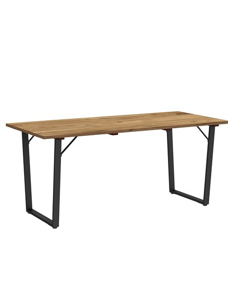 Outsunny Garden Table for 6, 175 x 80 cm Large Rectangle Outdoor Dining Table with 5cm Parasol Hole and Slatted Top, Weather Res - pic 160689 | FastDaddyshop