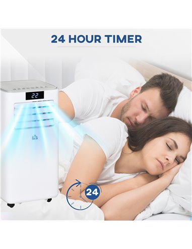 Homcom 4-In-1 10000 BTU Mobile Air Conditioner with Timer, Remote, LED Display, 1120W, White