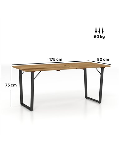 Outsunny Garden Table for 6, 175 x 80 cm Large Rectangle Outdoor Dining Table with 5cm Parasol Hole and Slatted Top, Weather Res