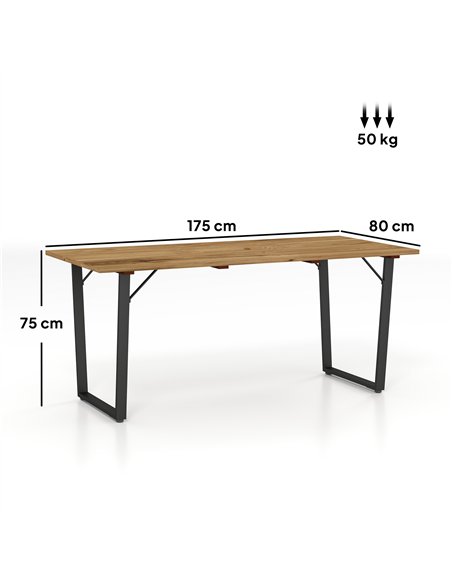 Outsunny Garden Table for 6, 175 x 80 cm Large Rectangle Outdoor Dining Table with 5cm Parasol Hole and Slatted Top, Weather Res - pic 160691 | FastDaddyshop