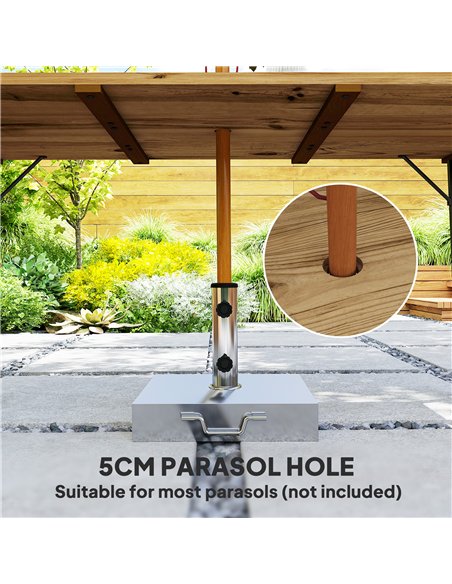 Outsunny Garden Table for 6, 175 x 80 cm Large Rectangle Outdoor Dining Table with 5cm Parasol Hole and Slatted Top, Weather Res - pic 160694 | FastDaddyshop
