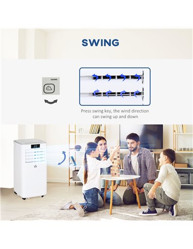 Homcom 4-In-1 10000 BTU Mobile Air Conditioner with Timer, Remote, LED Display, 1120W, White