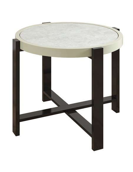 Outsunny Round Small Garden Table, 60cm Outdoor Side Table with Faux Marble Tempered Glass Top, Aluminium Frame for Garden, Pati - pic 160707 | FastDaddyshop
