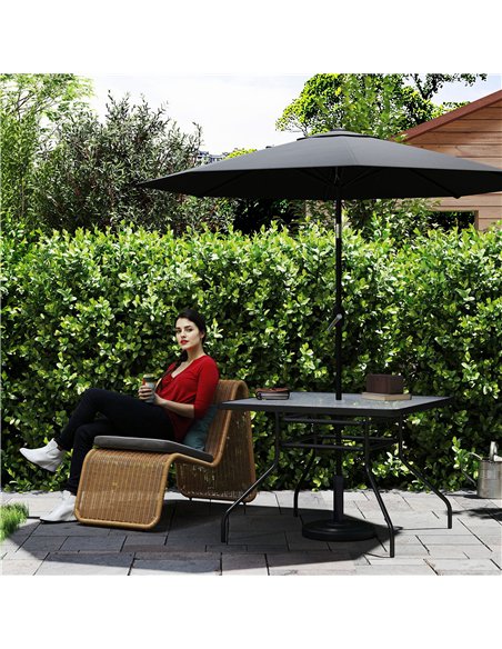 Outsunny Square Garden Dining Table with Tempered Glass Top & Umbrella Hole, 100 x 100 cm - pic 160717 | FastDaddyshop
