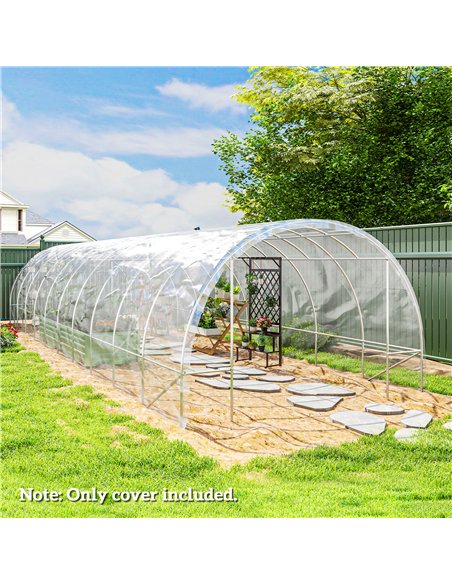 Outsunny 6 X 10m Heavy Duty (150um/6mil) Polypropylene Greenhouse Cover Replacement, UV Resistant Waterproof Plastic Polytunnel  - pic 160735 | FastDaddyshop