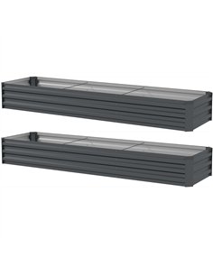 Outsunny 60 x 240cm Galvanised Steel Planter, with Open Bottom, Pack of 2