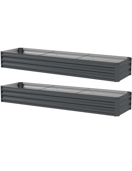 Outsunny 60 x 240cm Galvanised Steel Planter, with Open Bottom, Pack of 2 - pic 160752 | FastDaddyshop