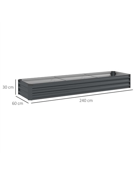 Outsunny 60 x 240cm Galvanised Steel Planter, with Open Bottom, Pack of 2 - pic 160754 | FastDaddyshop