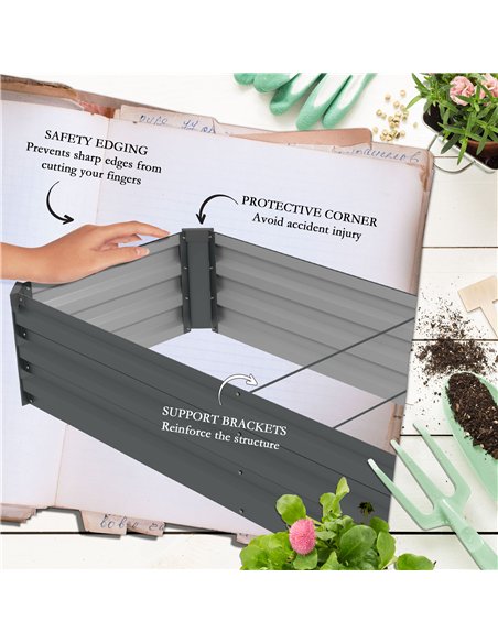 Outsunny 60 x 240cm Galvanised Steel Planter, with Open Bottom, Pack of 2 - pic 160757 | FastDaddyshop
